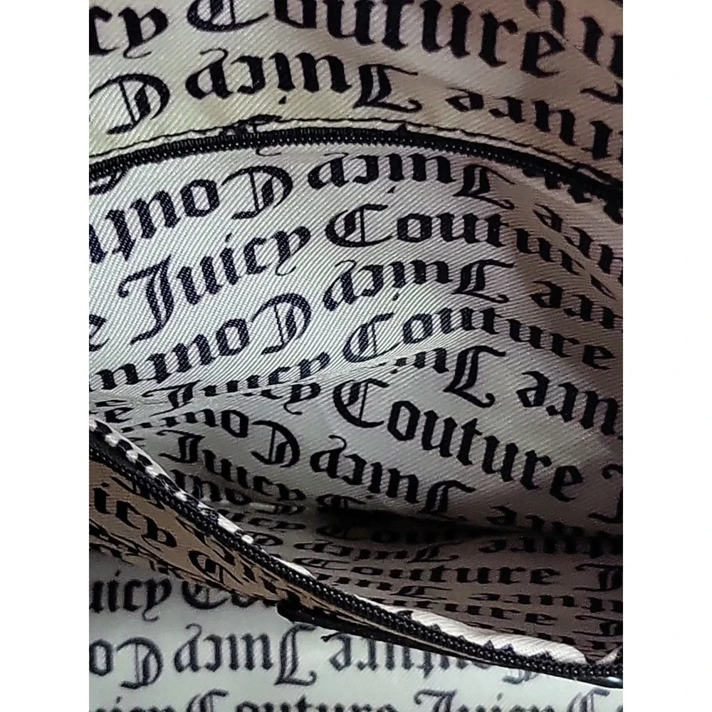 Juicy Couture Black/Pink Embossed Logo Satchel Bag Gold Hardware Zipper Closure